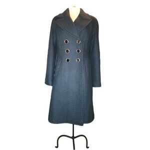 Covington Outerwear Black Wool Blend Double Breasted Mid Length Coat Size M